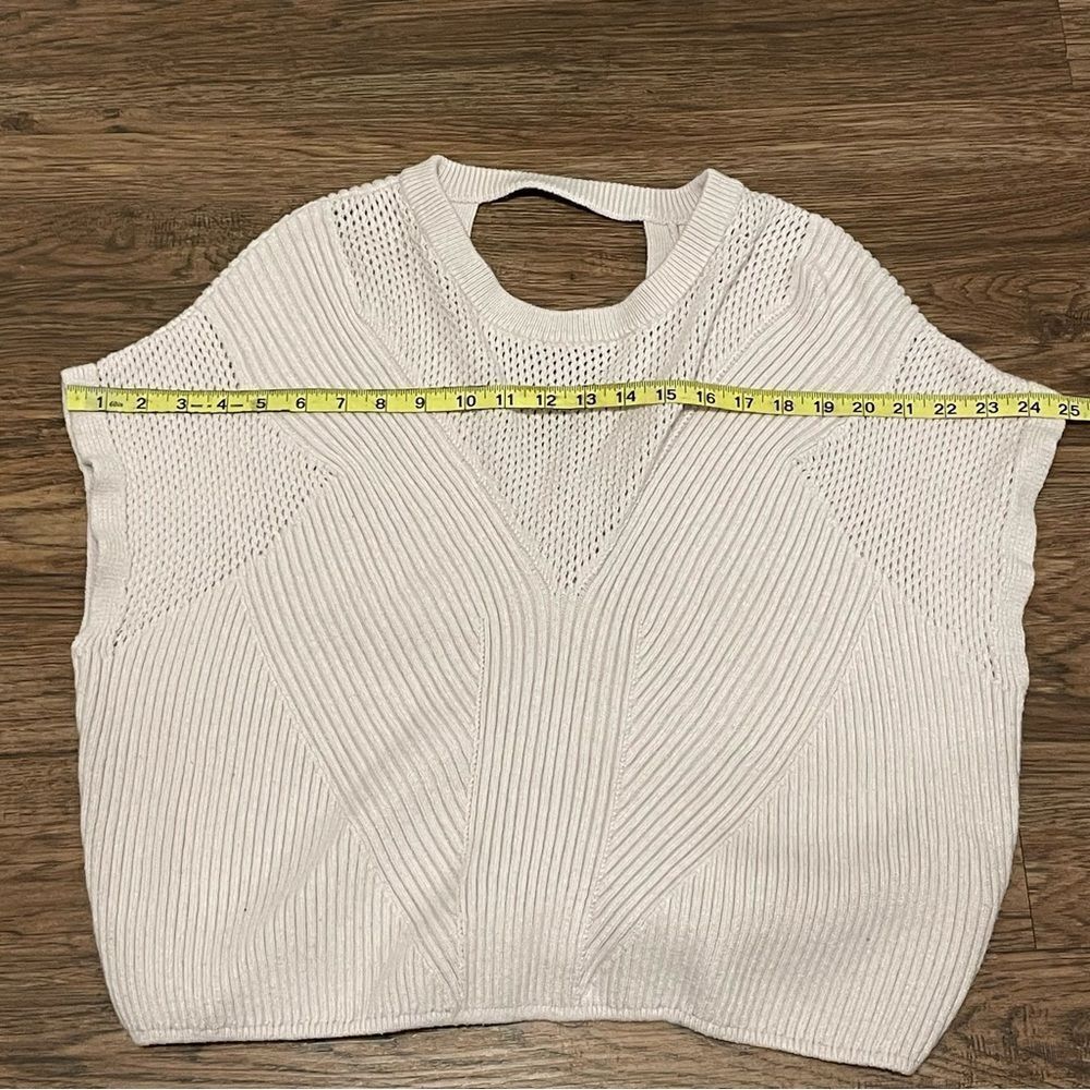 Express Asymmetrical Open Stitch Cutout Back Sleeveless Sweater Orchid Hush L - Picture 6 of 10